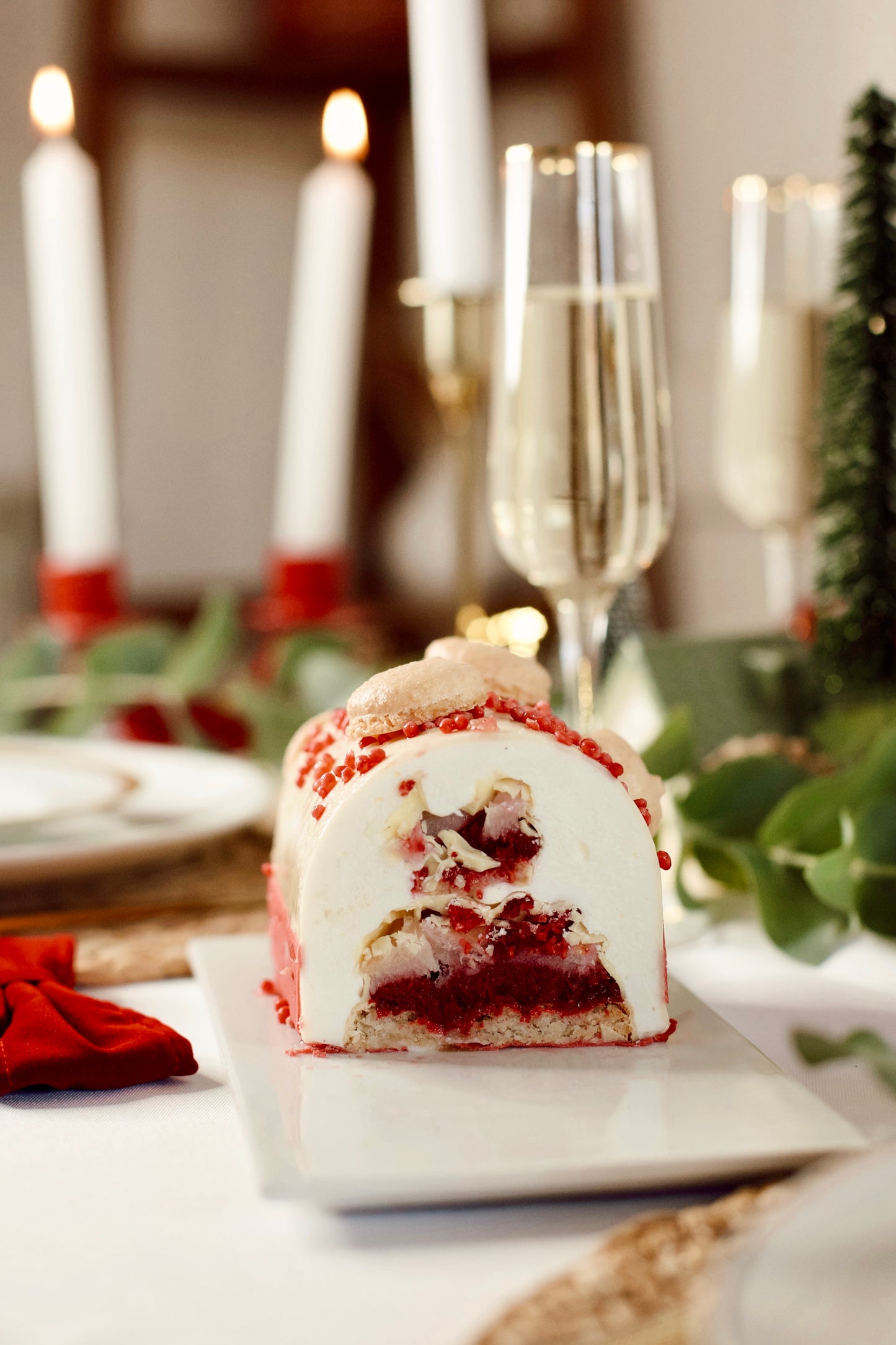 Bûche framboise et litchi - 6 pers